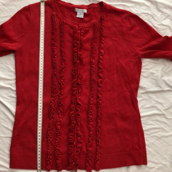Pure Alfred Sung Red Cardigan with Ruffles! - Picture 11 of 14